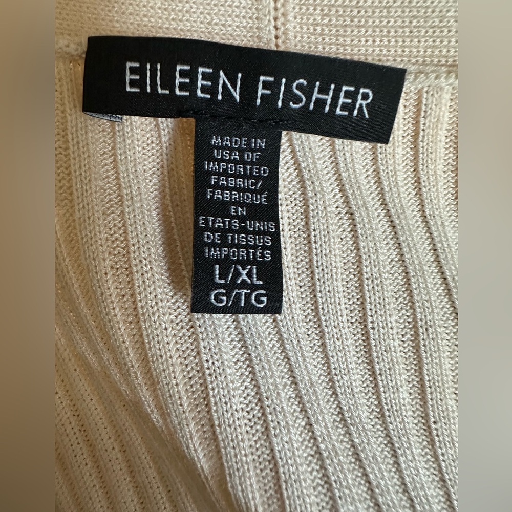 Eileen Fisher Cream Sleek Tencel Rib Kimono Cardigan - Picture 7 of 7